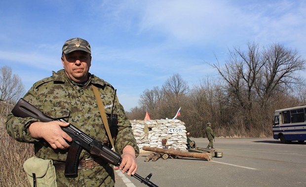 Блокпост боесиков на дороге из Донецка в Горловку