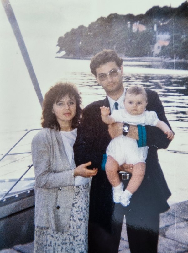 Перо Мальдіні разом з дружиною та дочкою, 1990 рік. 