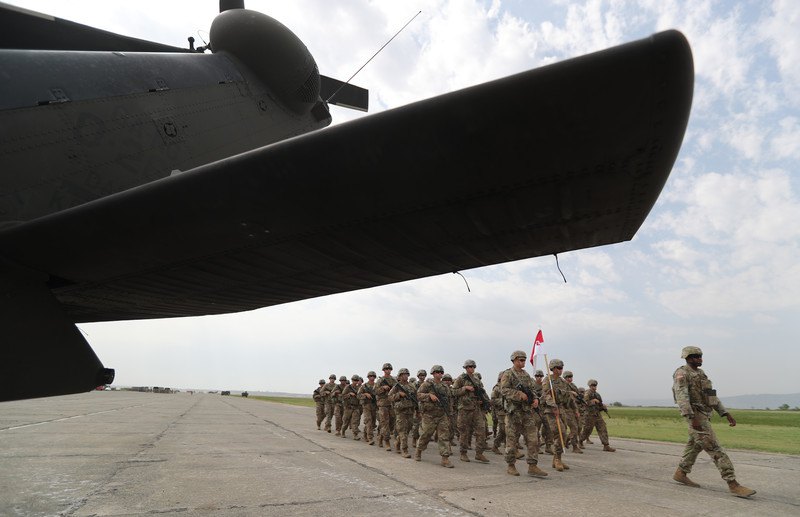 Американські військовослужбовці під час відкриття спільних навчань на військовій базі Вазіані під Тбілісі, Грузія, 1 серпня 2018.