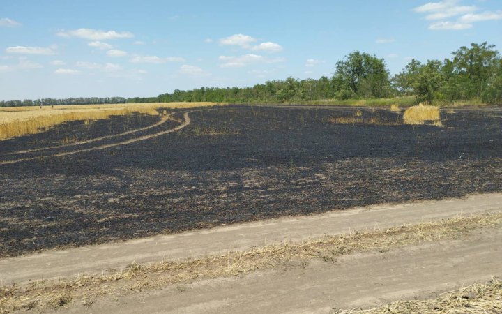 На Херсонщині через російські обстріли горіли поля із збіжжям