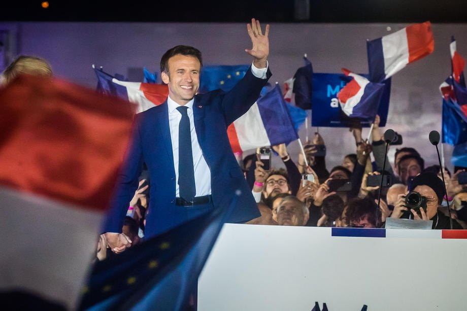Макрон виступає з промовою після перемоги у другому турі президентських виборів, Париж, 24 квітня 2022 року.
