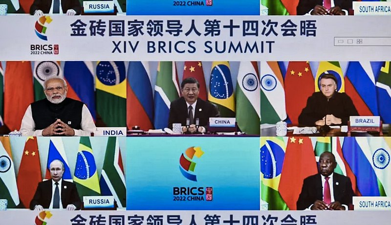 Лідери Індії, Китаю, Бразилії, Росії та Південної Африки на віртуальному 14-му саміті БРІКС, 23 червня 2022 р