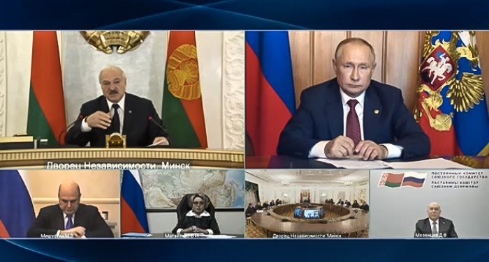 Путин и Лукашенко в режиме видеоконференции приняли участие в заседании Высшего Государственного Совета Союзного государства, 4 ноября