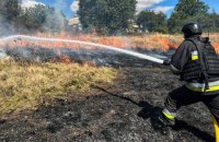 На Харківщині через російські обстріли виникла масштабна пожежа сухостою