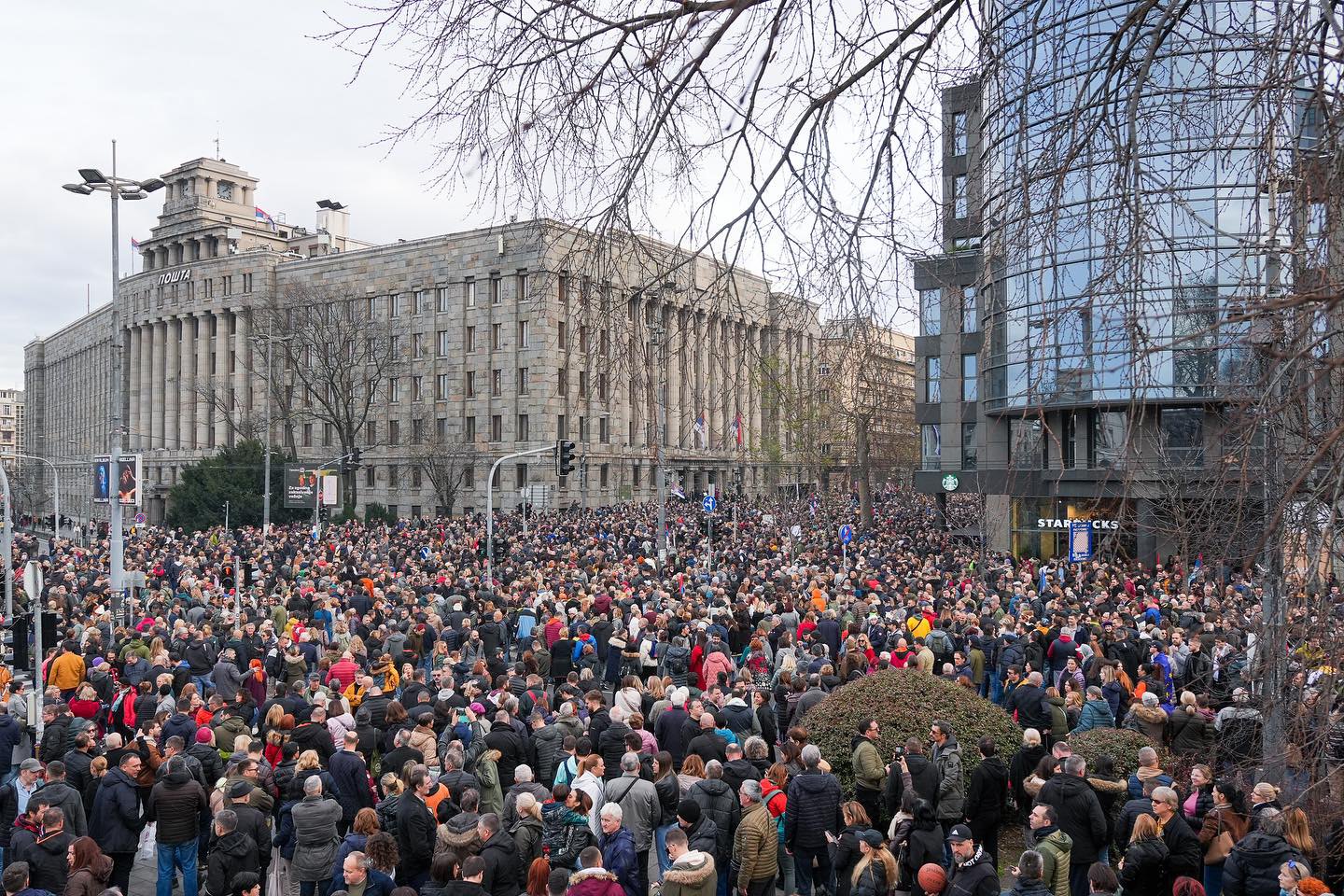 Акція протесту в Белграді 30 грудня 2023