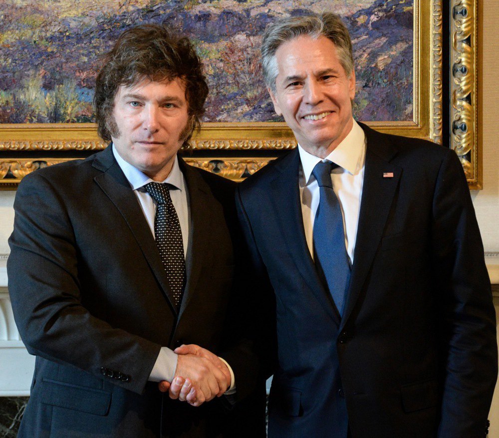 Президент Аргентини Хав'єр Мілей і держсекретар США Ентоні Блінкен
