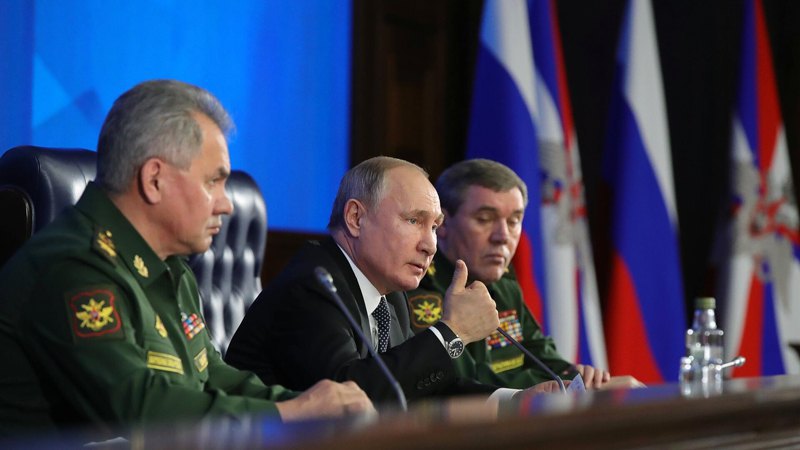 Засідання колегії МО РФ: Шойгу, Путін і Герасимов.
