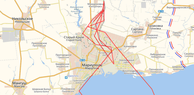 Маршрут полета БпЛА 20.08.2016 года над территорией Украины
