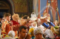 В Михайловском соборе прошло первое Пасхальное богослужение ПЦУ