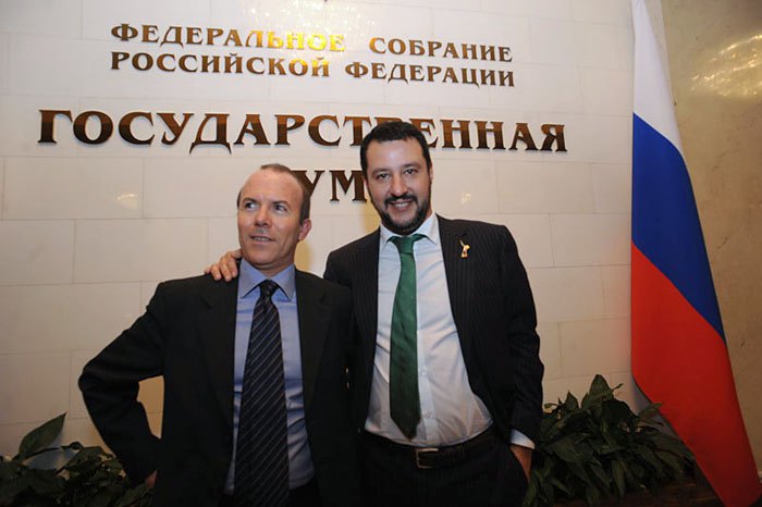 Маттео Сальвини і Джанлука Савоїні під час візиту в Москву