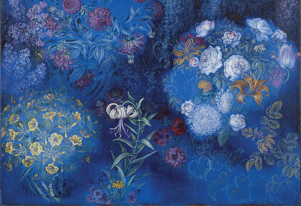 Жоржини (квіти і калина). 1940. Фрагмент /полотно, олія/