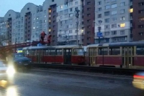 В Киеве остановился скоростной трамвай