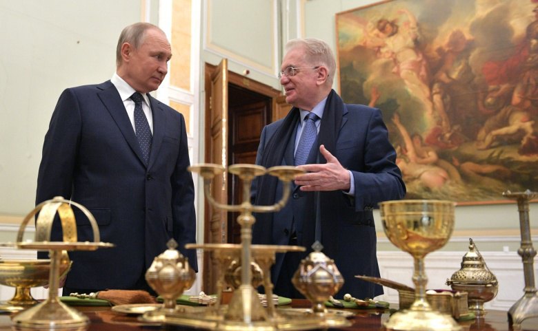 Путін та Піотровський в Ермітажі, Санкт-Петербург, 27 квітня 2021 року