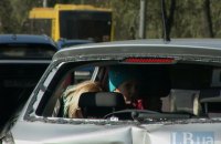В Киеве Renault протаранил Skoda с маленьким ребенком в салоне