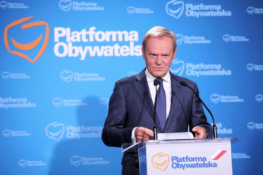 Лідер опозиційної партії ‘Громадянська платформа’ Дональд Туск на пресконференції у Варшаві, 4 липня 2021 р.