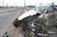 У Києві на Троєщині Lexus протаранив дві маршрутки