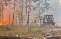Понад пів сотні рятувальників гасять пожежу в Андріївському урочищі на Миколаївщині
