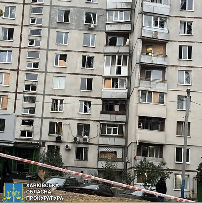 Удар КАБа по багатоповерхівці в Київському районі Харкова, 8 жовтня 2024р.