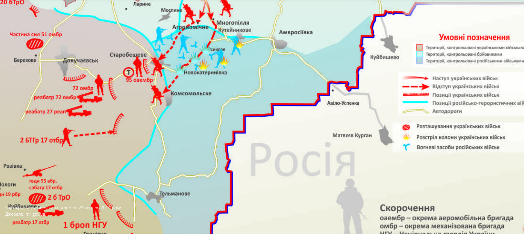 Карта розташування сил станом на 29 серпня 2014 року