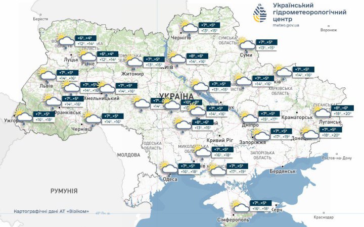 В п'ятницю в Україні стовпчики термометрів піднімуться до +19°, місцями невеликий дощ