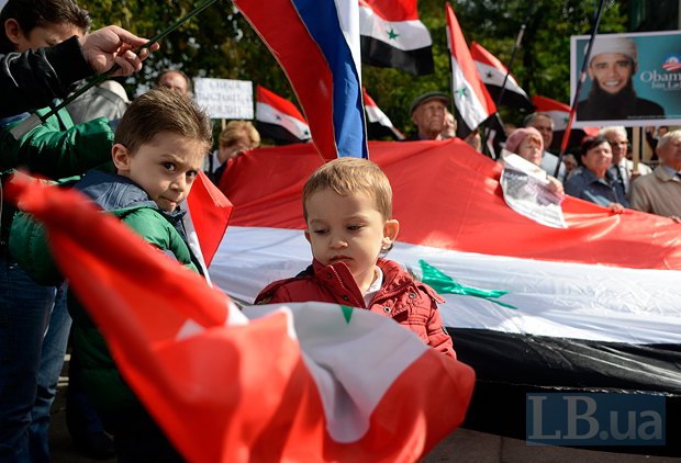 Акция в поддержку Асада в Киеве в 2013 г.