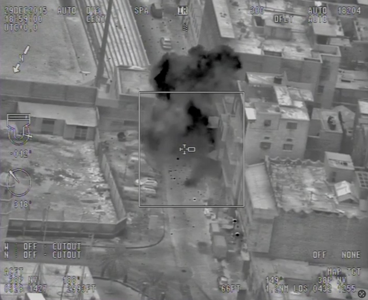 Кадри з дрона, на яких видно вибух під час операції з ліквідації Анссафа Алі Майо