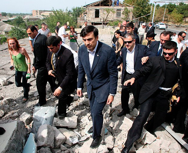 Сааакашвили в Гори, 25 августа, 2008.