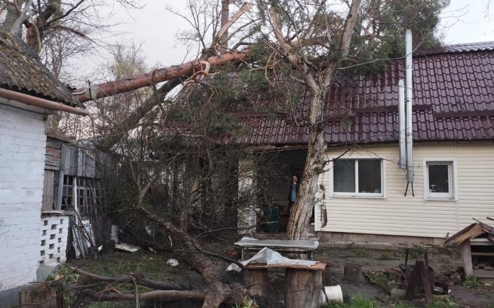 Внаслідок негоди в 5 районах Київщини зафіксовані руйнування покрівель та падіння дерев 