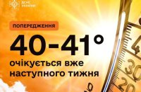 Наступного тижня в Україні очікується надзвичайна спека – до 40-41°