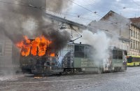 У Львові під час руху загорівся трамвай