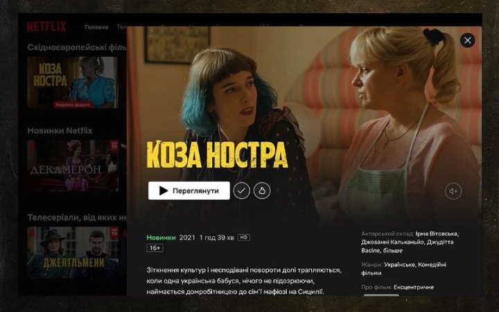 На Netfix вийшла українсько-італійська комедія “Коза Ностра. Мама їде” з Ірмою Вітовською