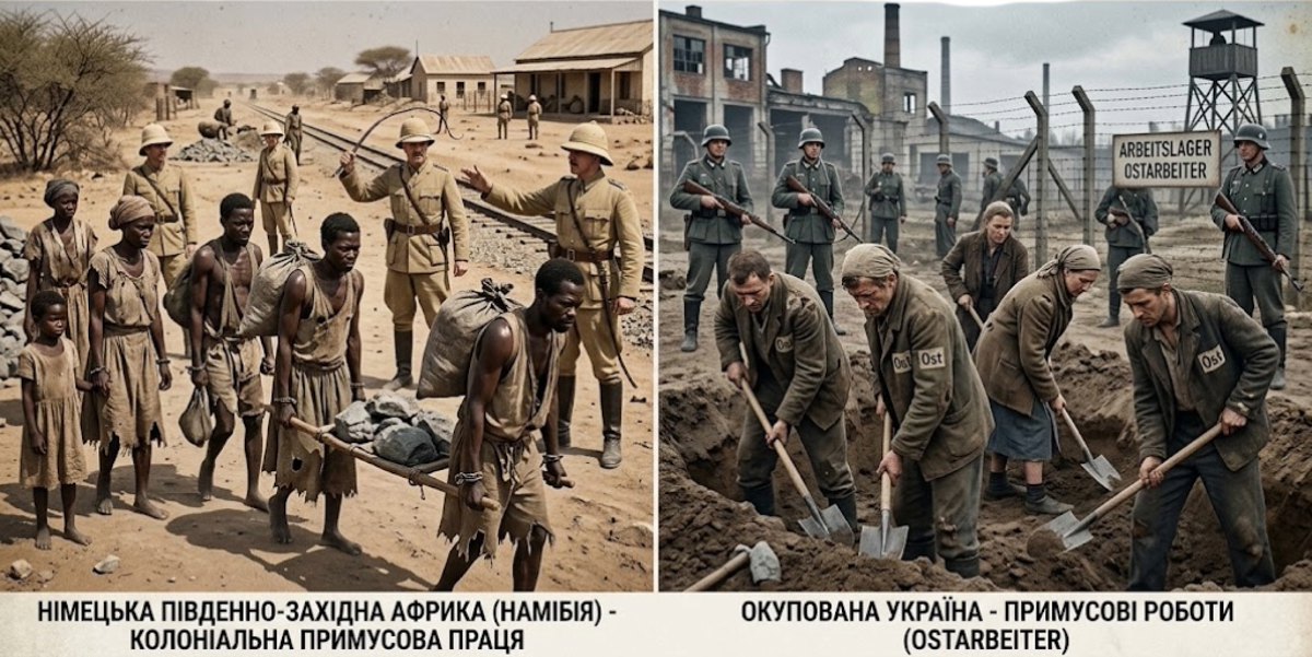 Експлуатація німцями намібійців і українців.