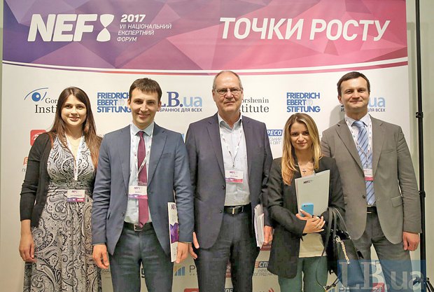 (left to right) Svitlana Balyuk, Ihor Iltyo, Matthes Buhbe, Maria Tkachenko, and Oleksii Leschenko