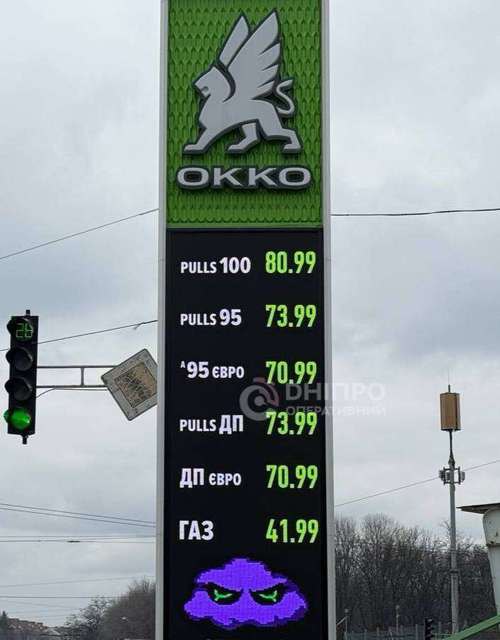 Ціни на пальне на заправці у Дніпрі. 