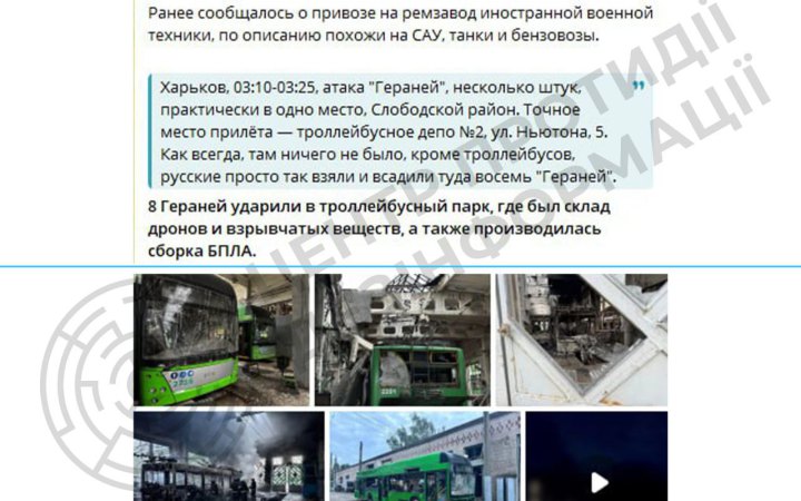 ЦПД: росіяни поширюють фейк про начебто удар по виробництву та пункту управління дронами у Харкові 