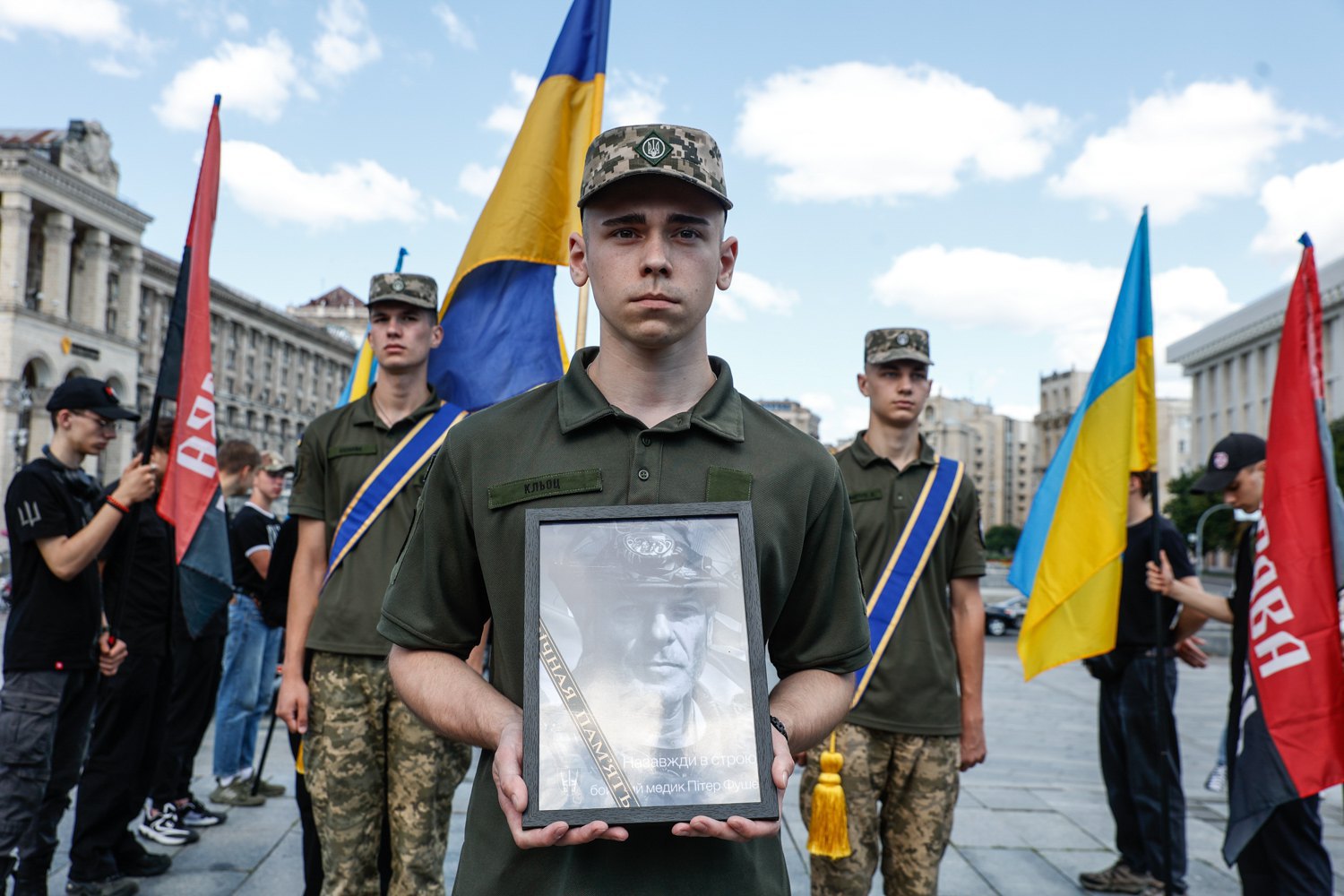 Прощання із бойовим медиком із Великобританії Пітером Фуше у Києві, 6 липня 2024 року