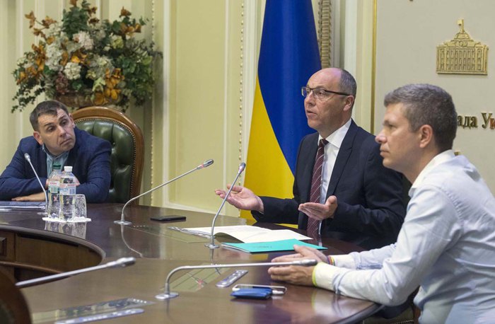 Слева-направо: Александр Черненко, Андрей Парубий и Леонид Емец.