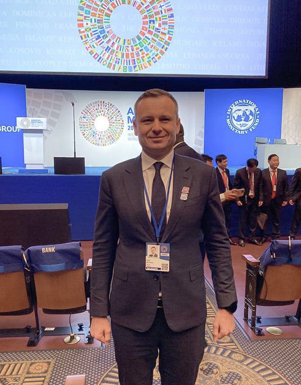 Сергій Марченко після обрання головою Ради керуючих Світового банку та МВФ на 2023 рік.