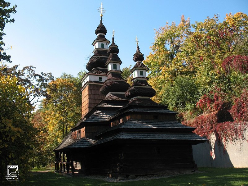 Церква середини XVIII ст., перенесена у Прагу із закарпатського села Медведівці у 1929. Згоріла у 2020.