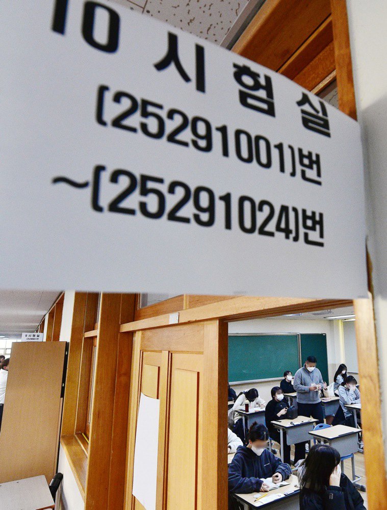 Учні здають національний випускний іспит в середній школі в Інчхоні, Південна Корея, 17 листопада 2022 року.