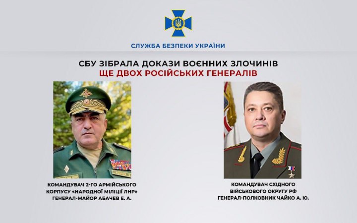 ​СБУ розслідує воєнні злочини стосовно чергових російських генералів