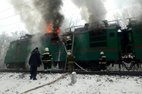В Полтавской области сгорел электровоз