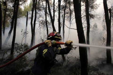 Тысячам людей пришлось эвакуироваться из-за лесных пожаров близ Афин