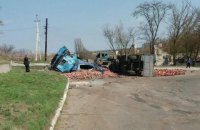 В Лисичанске при столкновении маршрутки с МАЗом пострадали 10 человек