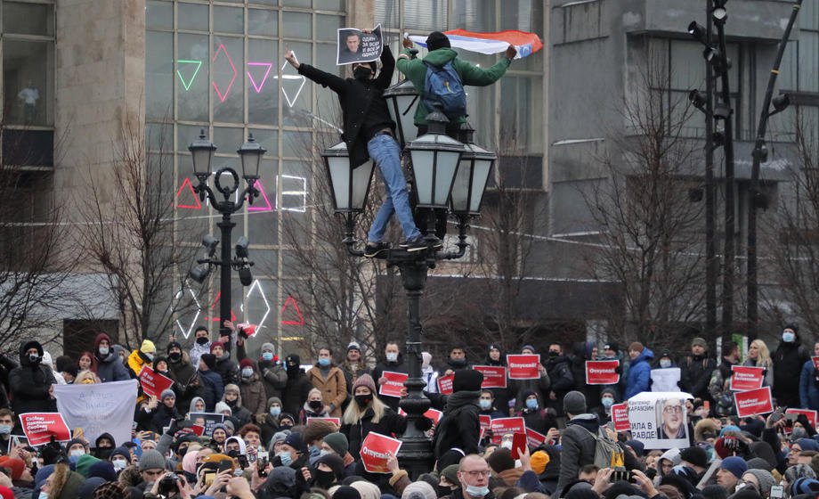 Під час протестів у Москві, 23 січня 2021 р.