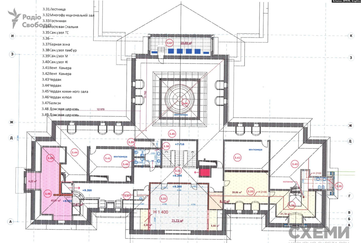 План третьего этажа имения Медведчука