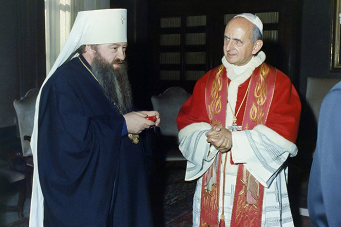 Митрополит Никодим ( Ротов) та Папа Павло VI під час зустрічі у Ватикані
