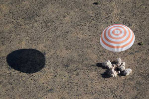 Капсула "Союза ТМА-21" с тремя космонавтами приземлилась в Казахстане