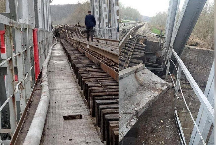 Пошкоджений залізничний міст у Бєлгородській області Росії