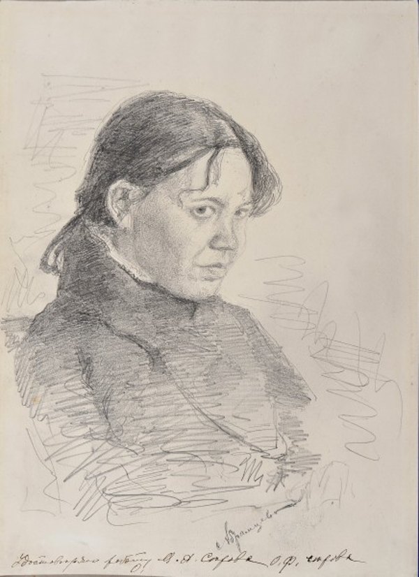 В.Серов. Портрет Емілії Прахової, 1879. Папір, олівець.